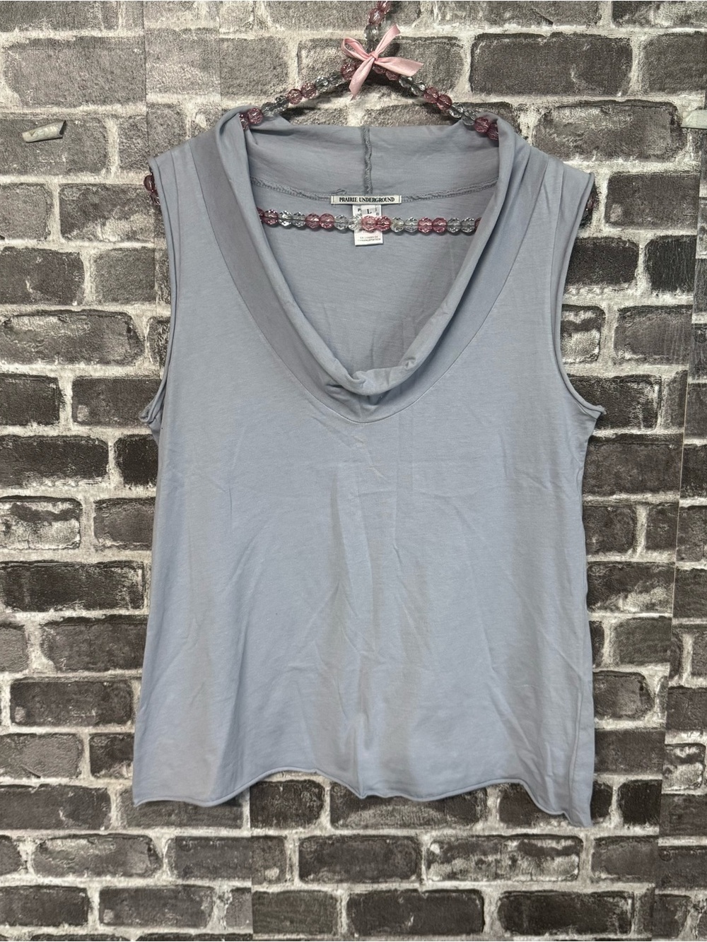 Prairie Underground falconet top Light blue organic cotton draped neck